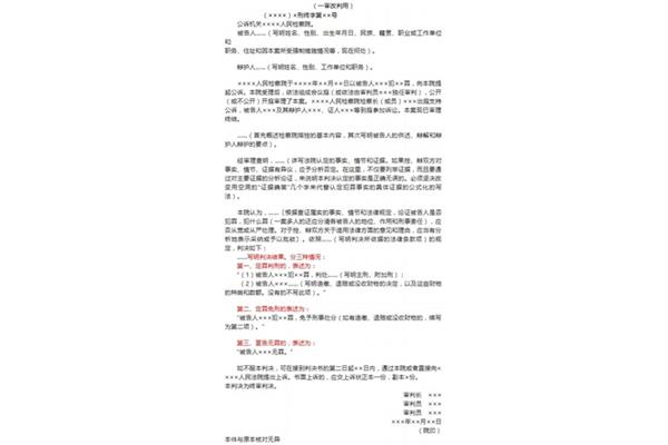 法律文书写作模板