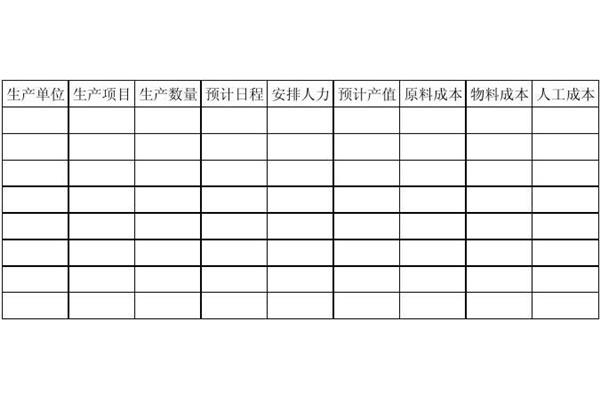 生产计划表格