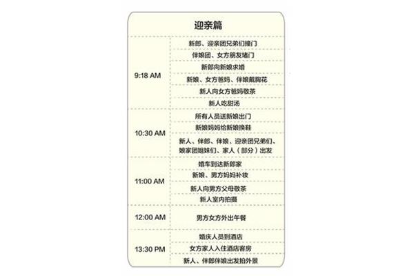 迎亲流程安排
