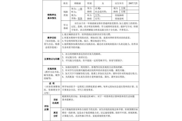重点辅导学生计划