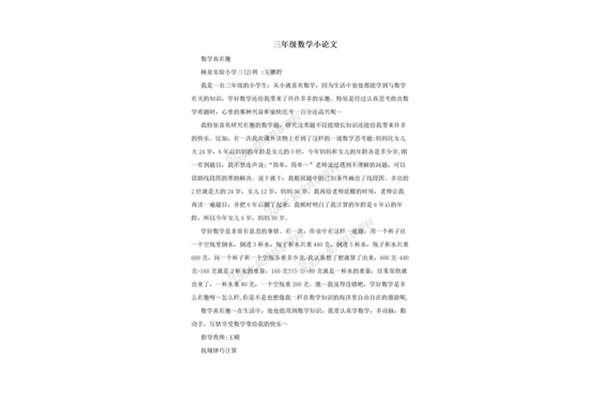 三年级数学小论文