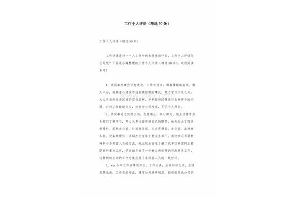个人工作表现