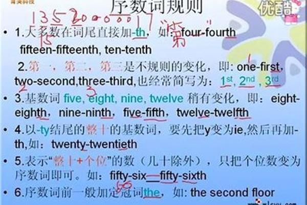 序数词的变化规则