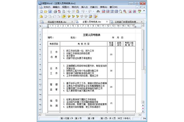 绩效考核表模板
