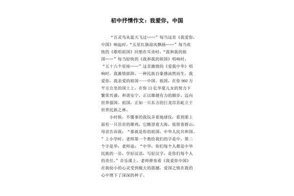 我爱你中国作文