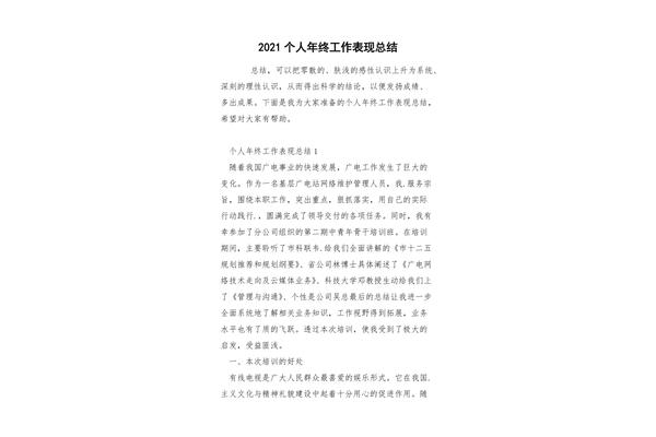 个人工作表现