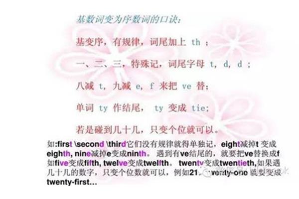 序数词的变化规则
