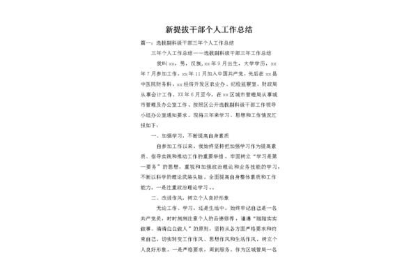 干部个人工作总结