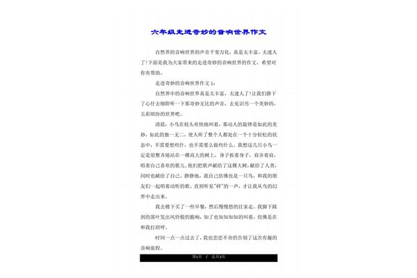 走进音响世界作文
