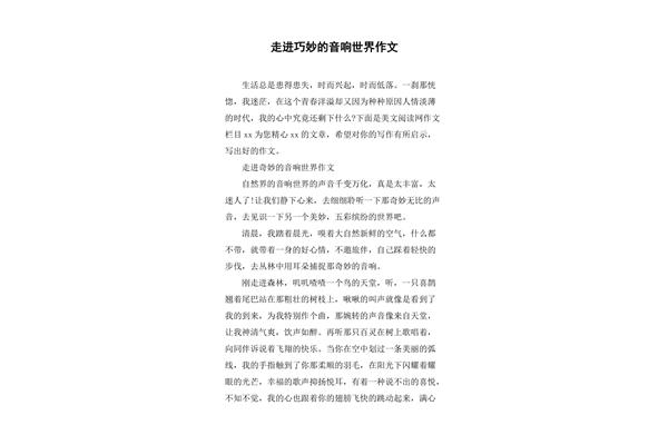 走进音响世界作文