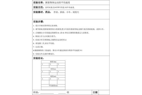 初二物理实验报告