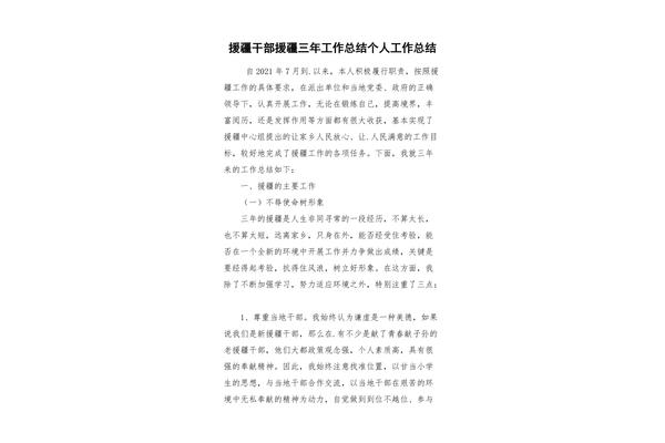 援疆工作总结