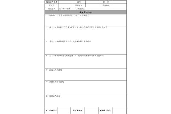 绩效面谈表