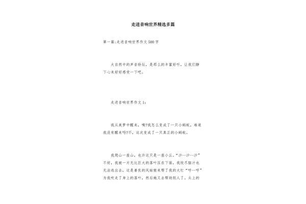 走进音响世界作文