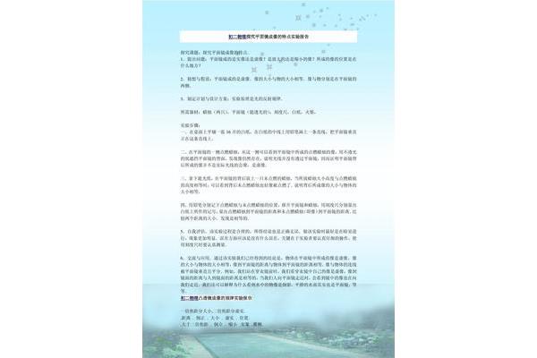 初二物理实验报告