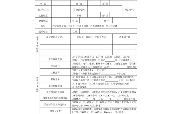 本人工作意愿