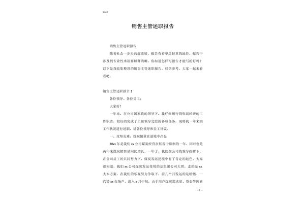 销售述职报告