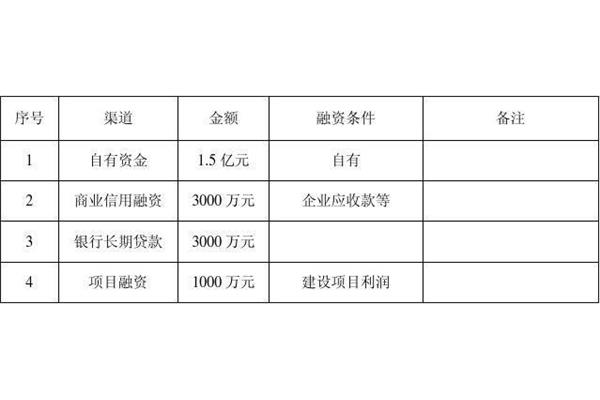 资金筹措方案