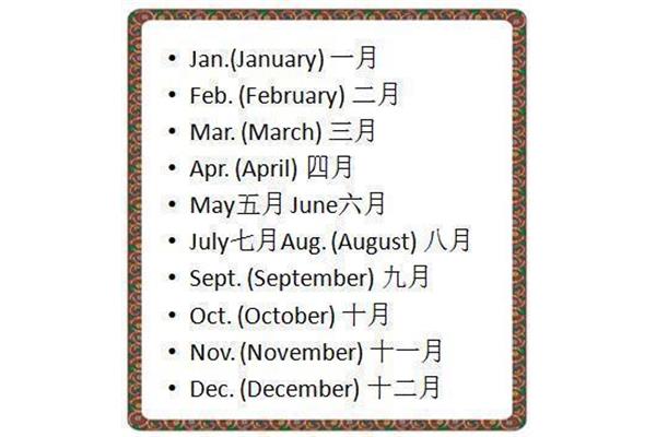 五月英语单词