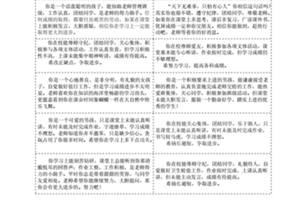 学生手册评语