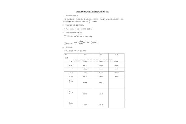 诱导公式口诀
