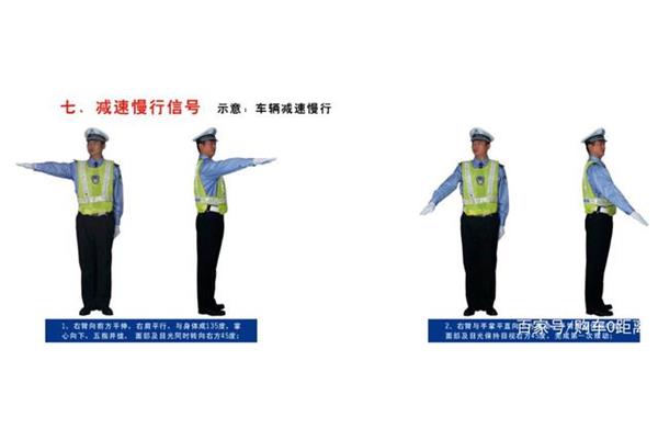 交警减速慢行手势