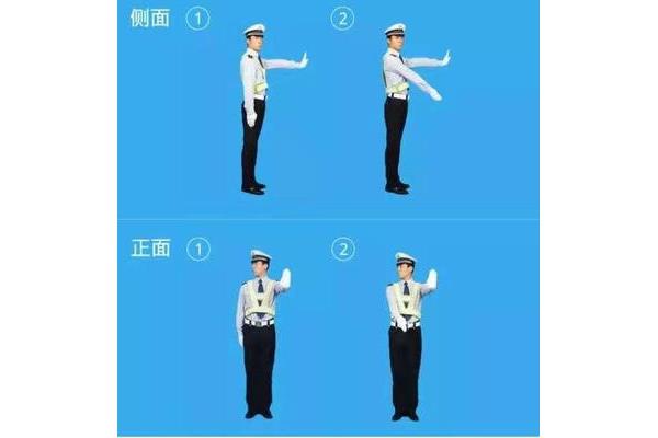 交警减速慢行手势