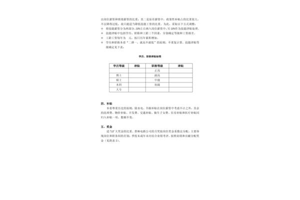 薪酬调整方案
