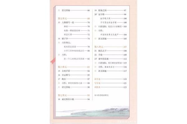 五年级下册目录