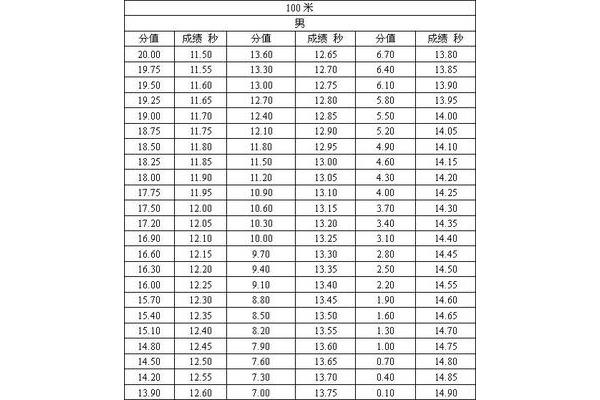 体育高考评分标准