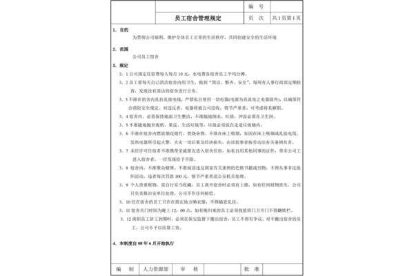 员工宿舍管理规定
