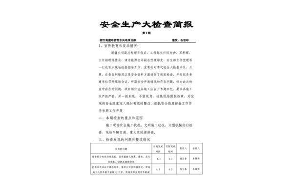 安全生产检查简报
