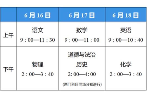 无锡中考时间