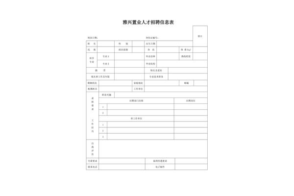招聘信息表