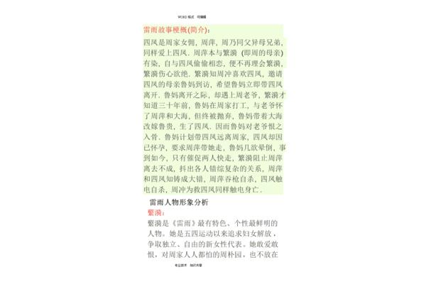 雷雨人物形象分析