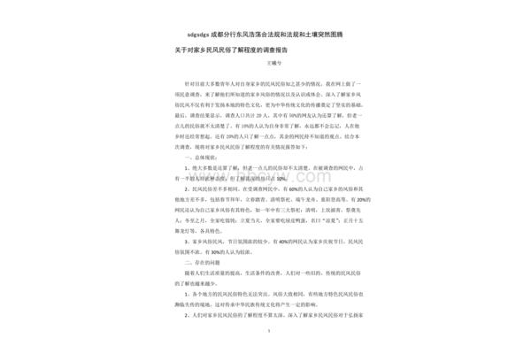 民风民俗调查报告