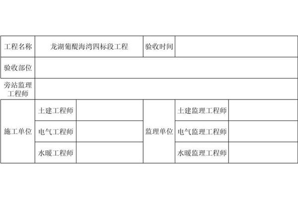工程验收单模板
