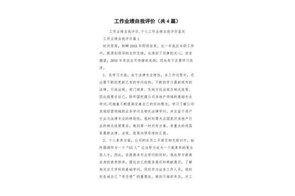 工作业绩自我评价
