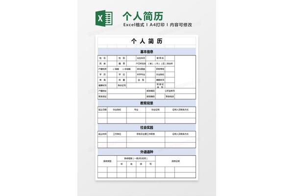个人简历表模板