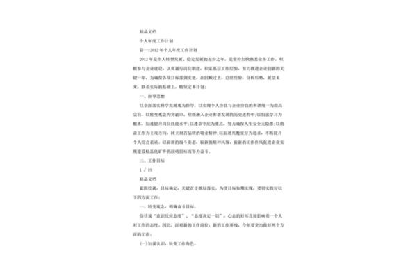 个人年度工作计划