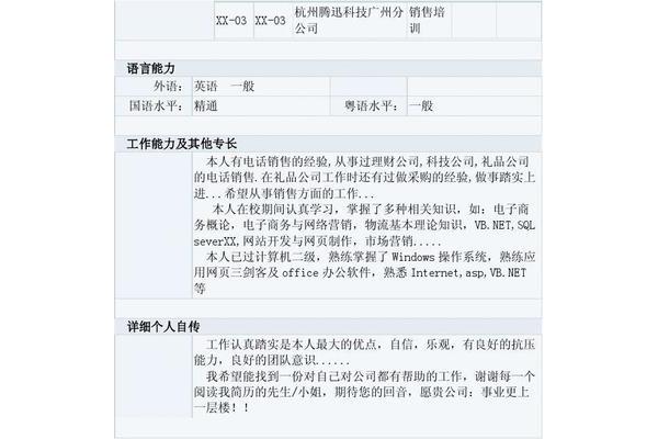 个人能力简述