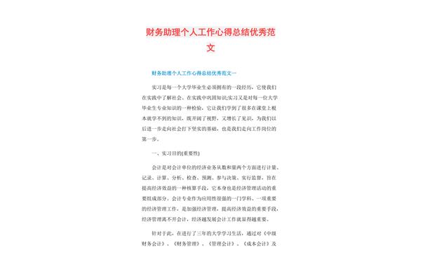 财务助理实习总结