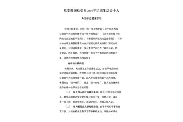 个人对照检查材料