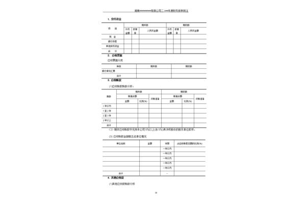 财务报表附注模板