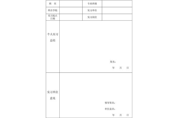 实习单位鉴定表