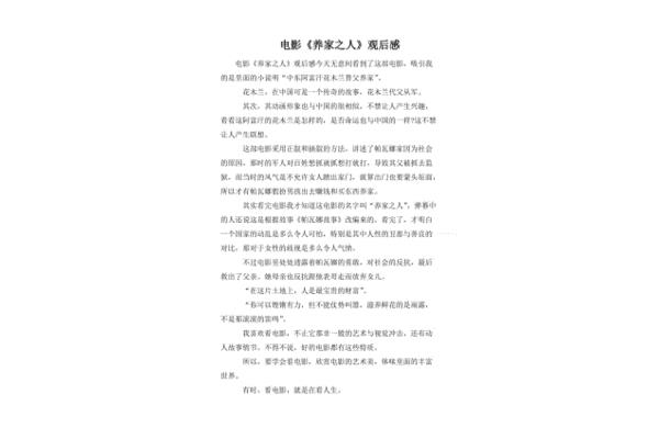 养家之人观后感