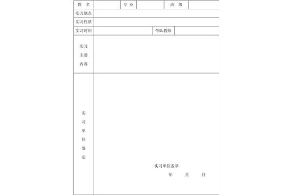 实习单位鉴定表