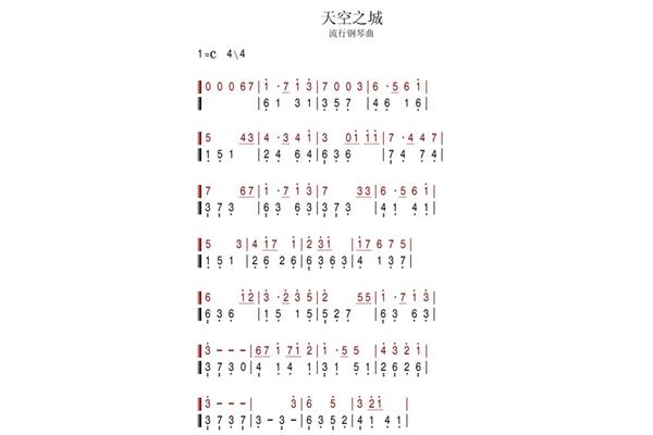 简谱天空之城