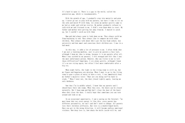 代沟英语作文