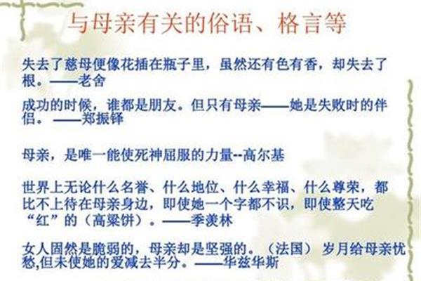 赞美母爱的名言